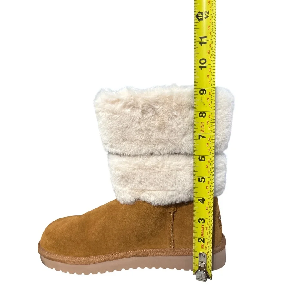 UGG Boots Suede Womens Size 7 Chestnut Tan Faux Fur Winter Koolaburra Classic
